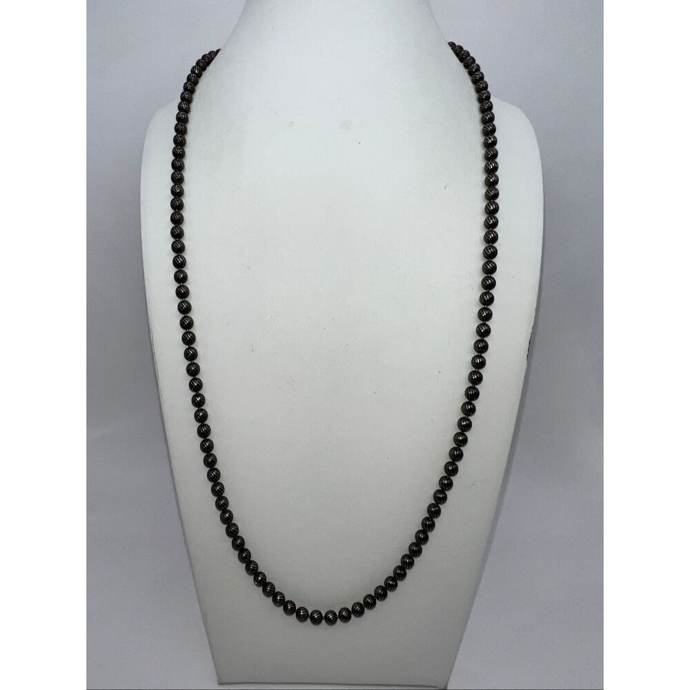 Vintage Amway Silver Plate Heavy Bead Chain Necklace 28 Inches Long Classic Styl